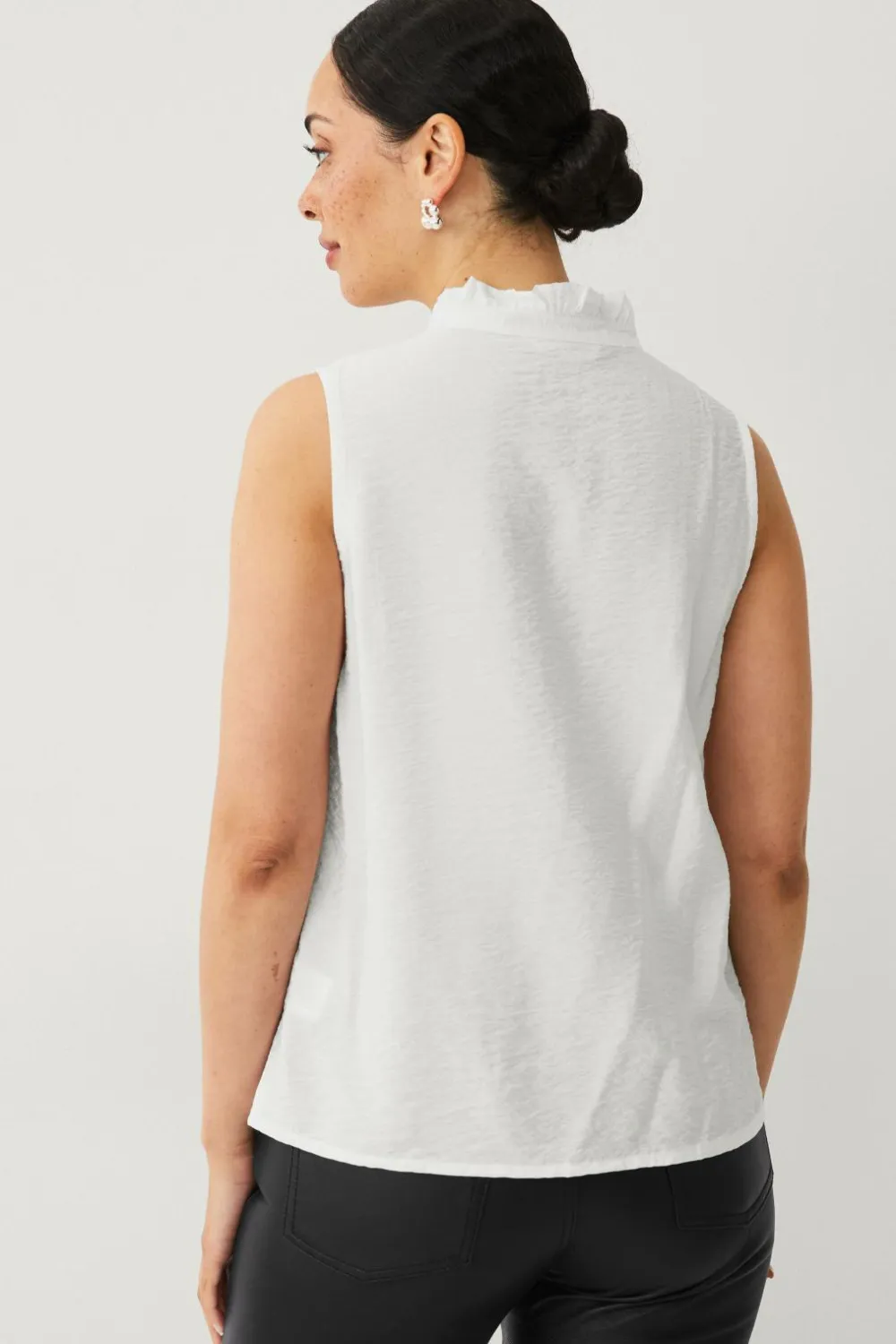 Ellos Collection Ærmeløs bluse hvid Outlet