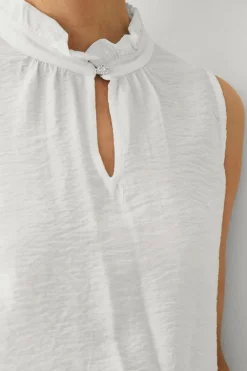 Ellos Collection Ærmeløs bluse hvid Outlet