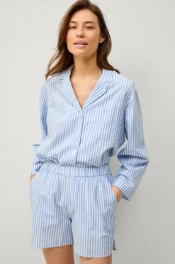 Ellos Collection Shorts i bomuld Blåvitrandig Discount