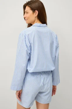 Ellos Collection Shorts i bomuld Blåvitrandig Discount