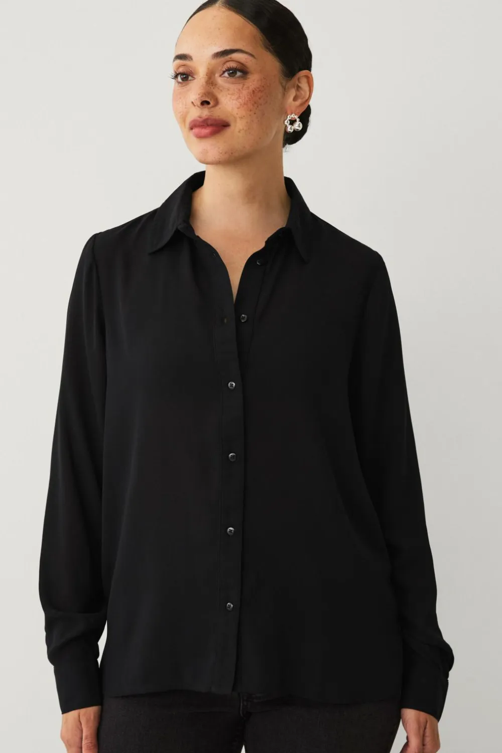 Ellos Skjorter & Bluser>Collection Skjorte i crepe sort