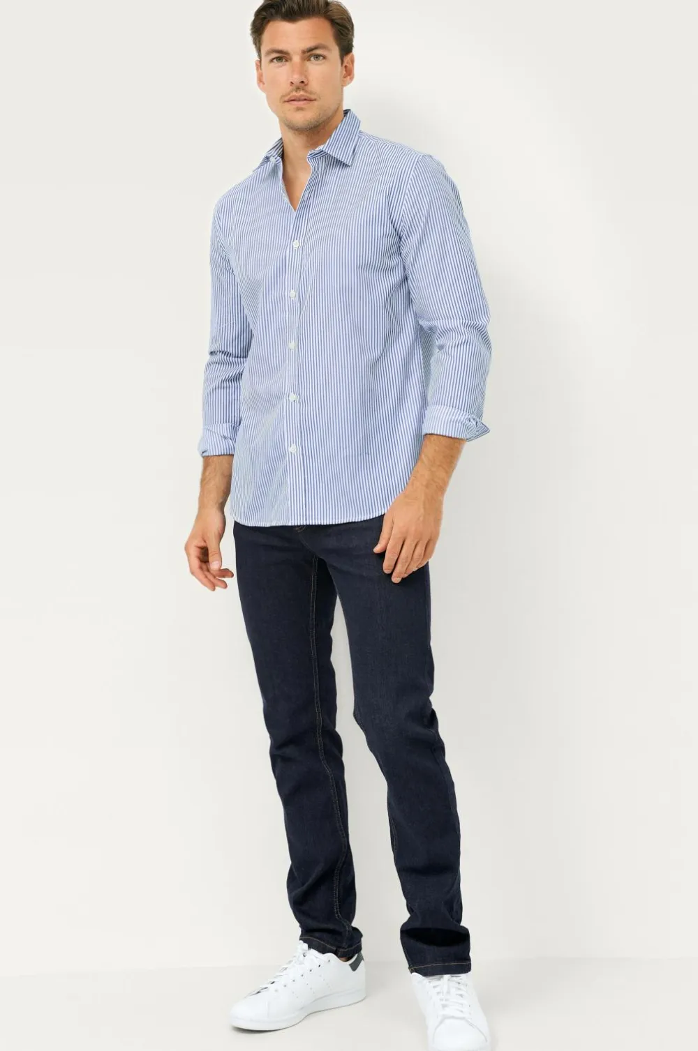 Ellos Skjorter>Collection Skjorte Yale Easy Iron Blå/hvid stribet