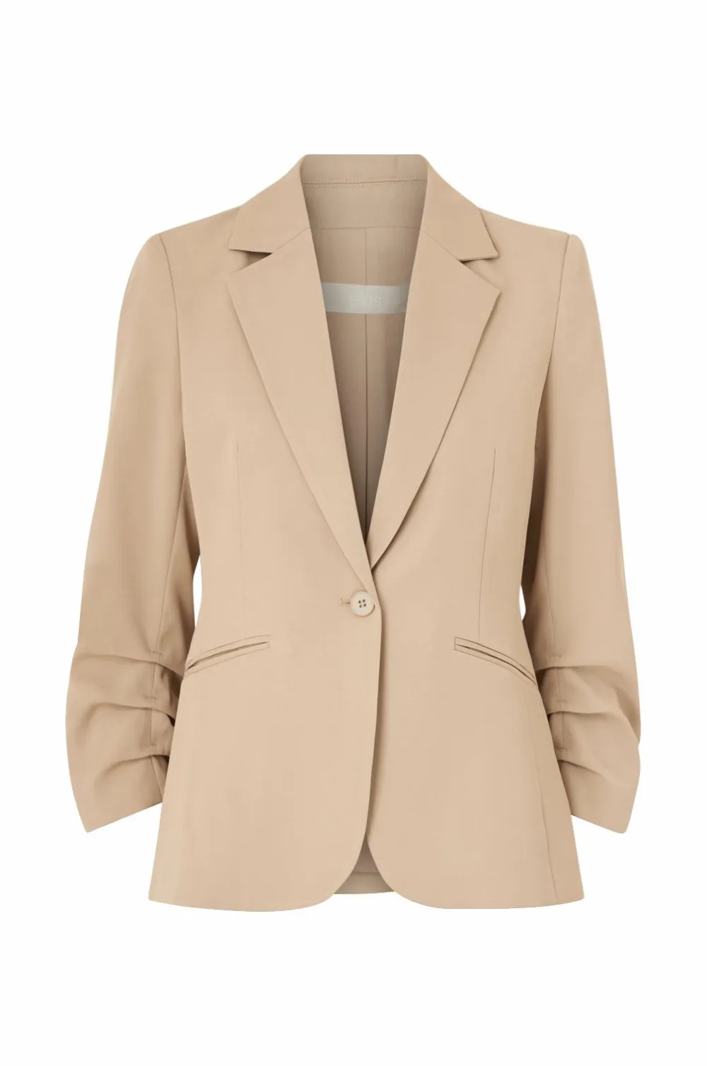 Ellos Blazere & Veste>Collection Smal pasform habitjakke med krøllede ærmer Beige