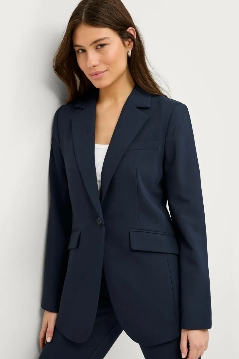 Ellos Blazere & Veste>Collection Smal pasform habitjakke Marineblå