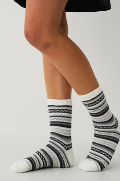 Ellos Strømper|Loungewear & Homewear>Collection Sokker i chenille Grå/naturvit