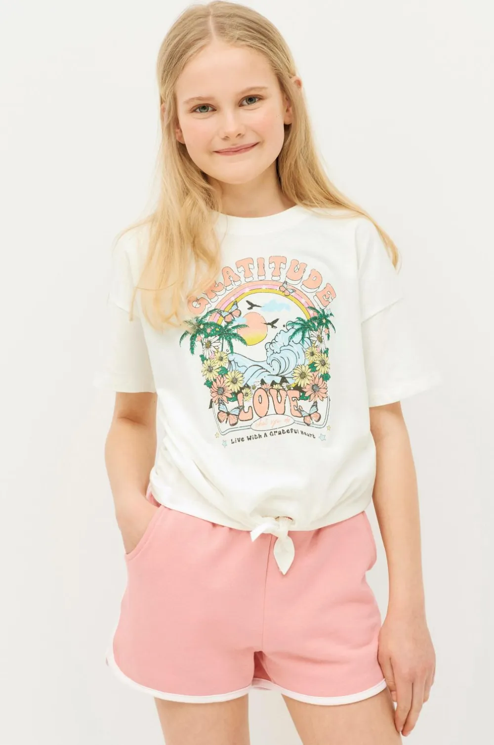 Ellos Sæt Til Børn>Collection Sæt Nathalie med top og sweatshorts Offwhite