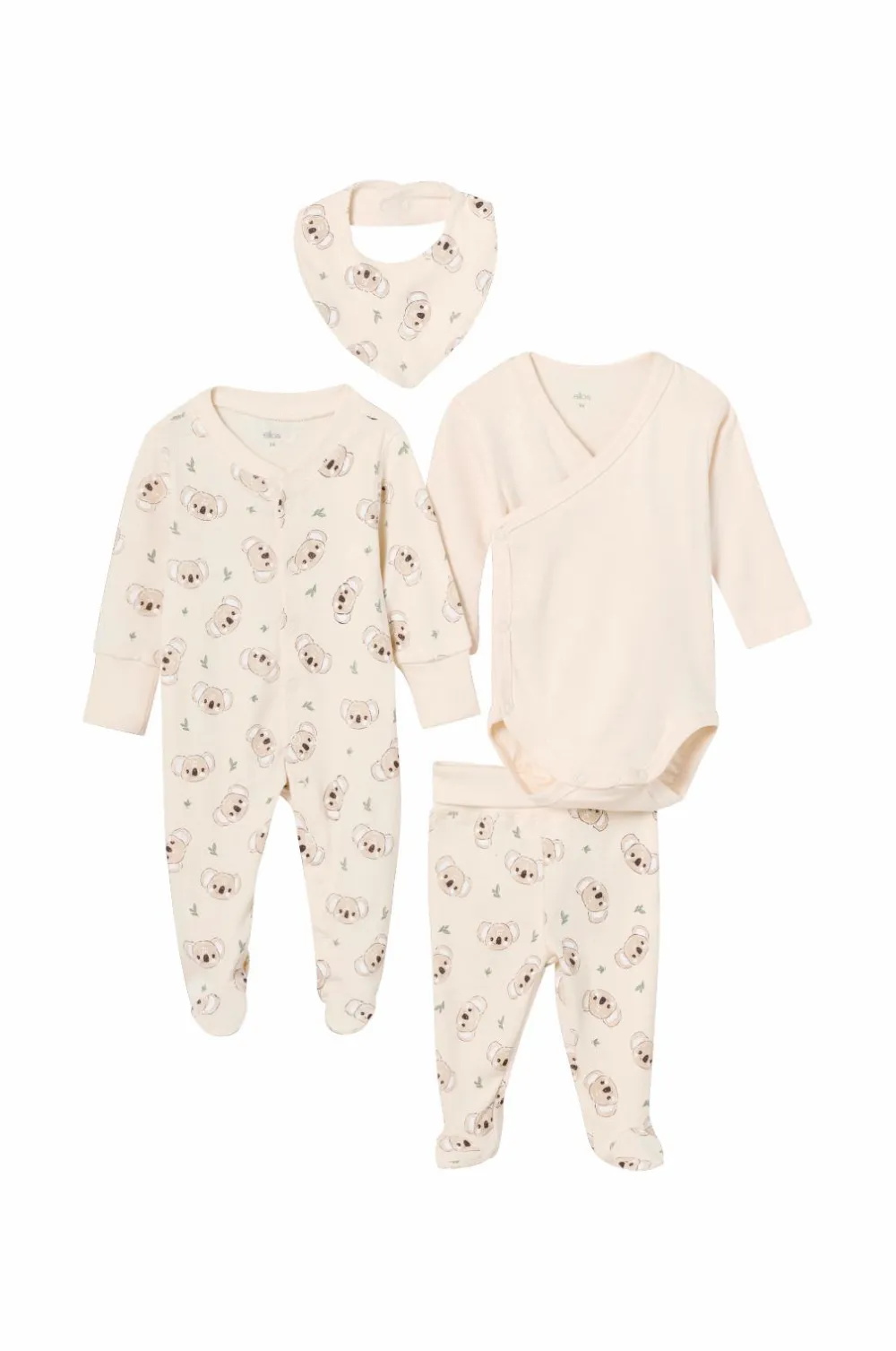 Ellos Collection Startersæt 4 dele beige koala-mønstret Sale