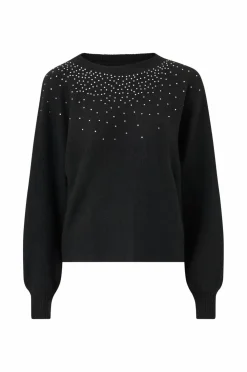 Ellos Collection Strikket Pullover med rhinstene sort Online