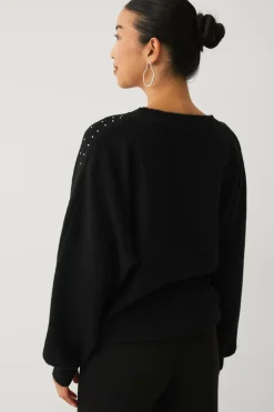Ellos Collection Strikket Pullover med rhinstene sort Online