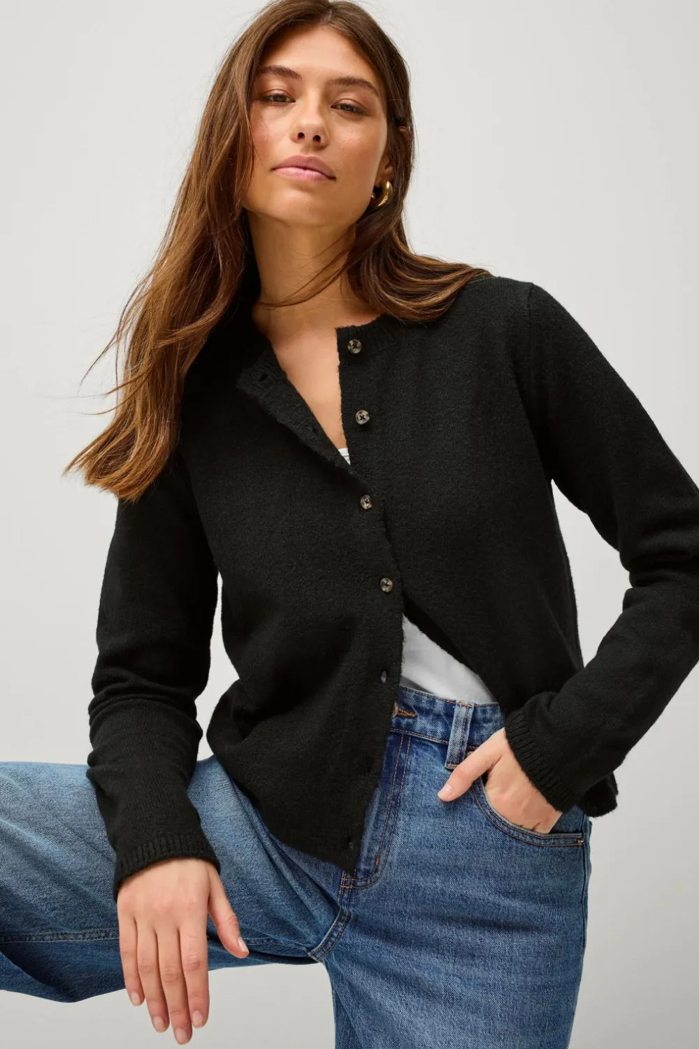 Ellos Basistøj|Trøjer & Cardigans>Collection Strikket cardigan Sort