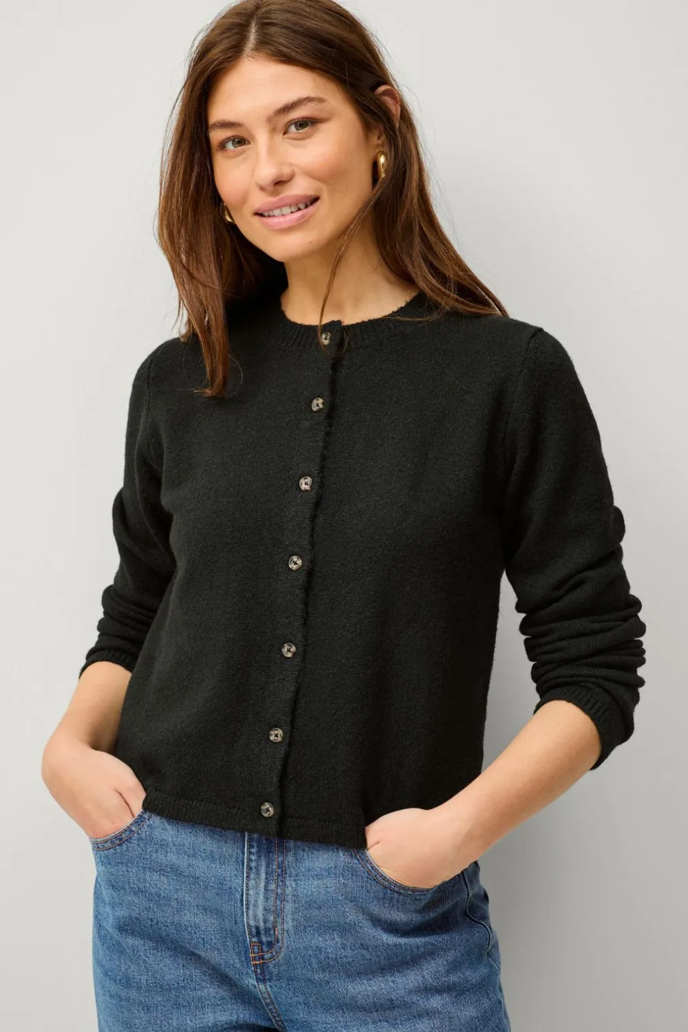 Ellos Basistøj|Trøjer & Cardigans>Collection Strikket cardigan Sort