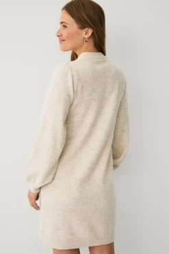 Ellos Collection Strikket kjole med lange ærmer lys beige Online