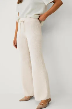 Ellos Collection Strikkede bukser Creme Online