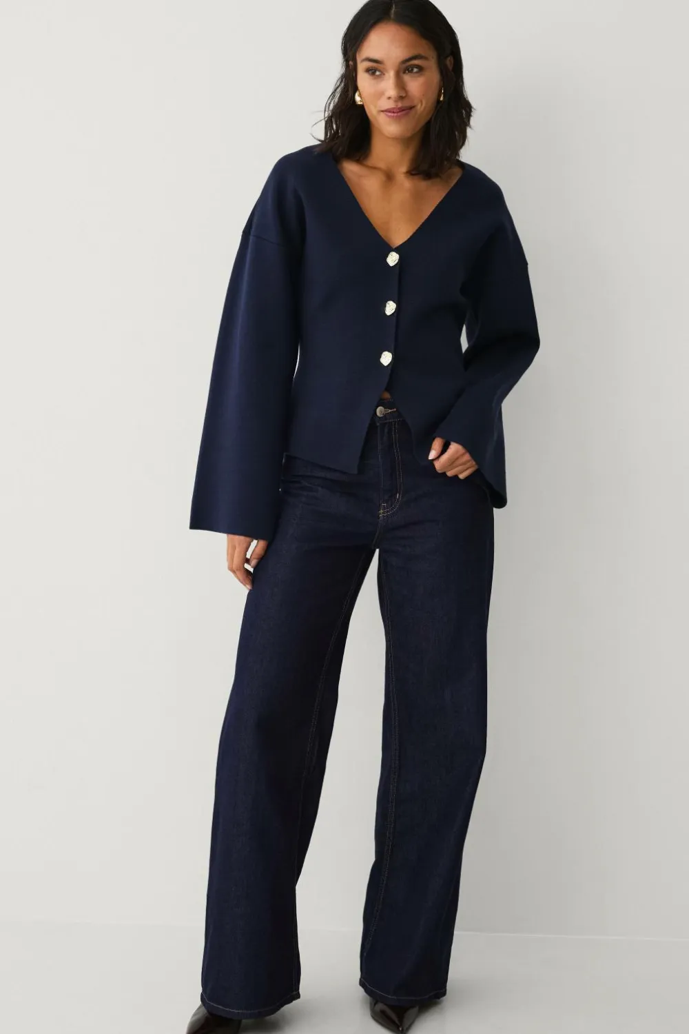 Ellos Blazere & Veste>Collection Strikket jakke Blå