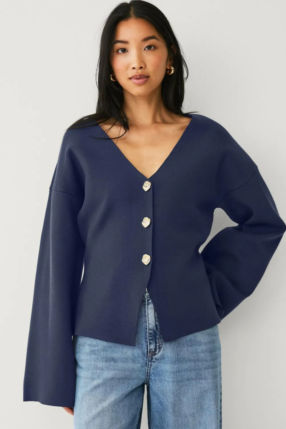 Ellos Blazere & Veste>Collection Strikket jakke Blå