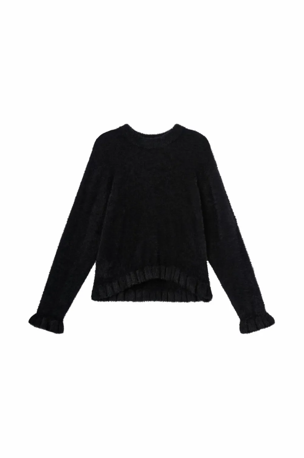 Ellos Trøjer & Cardigans>Collection Strikket trøje med flæser sort