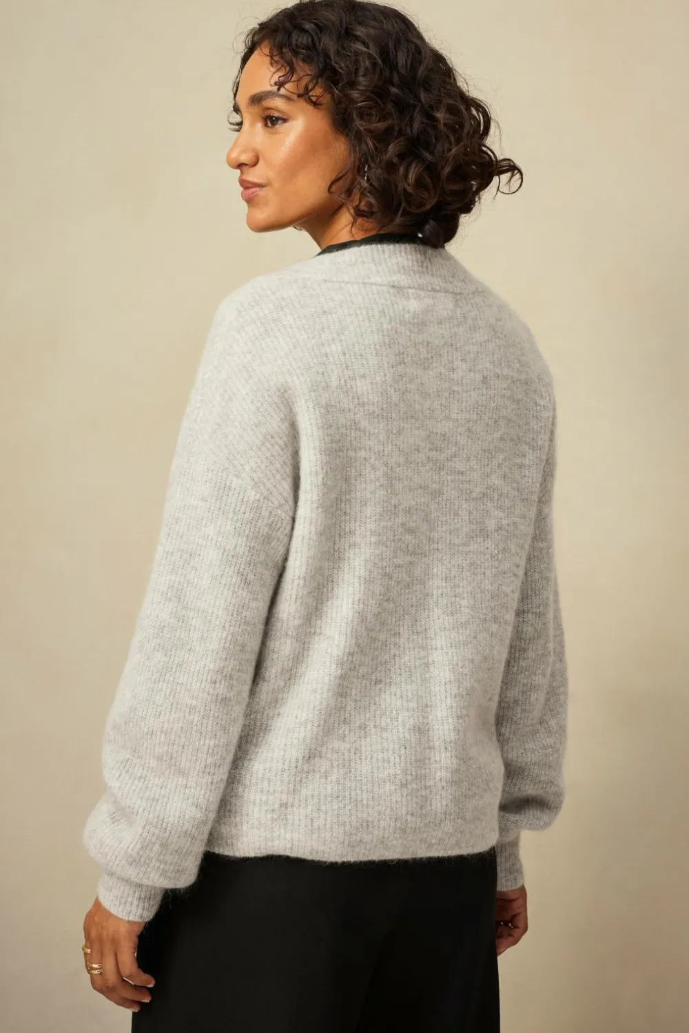 Ellos Collection Strikket cardigan af høj kvalitet Gråmeleret New