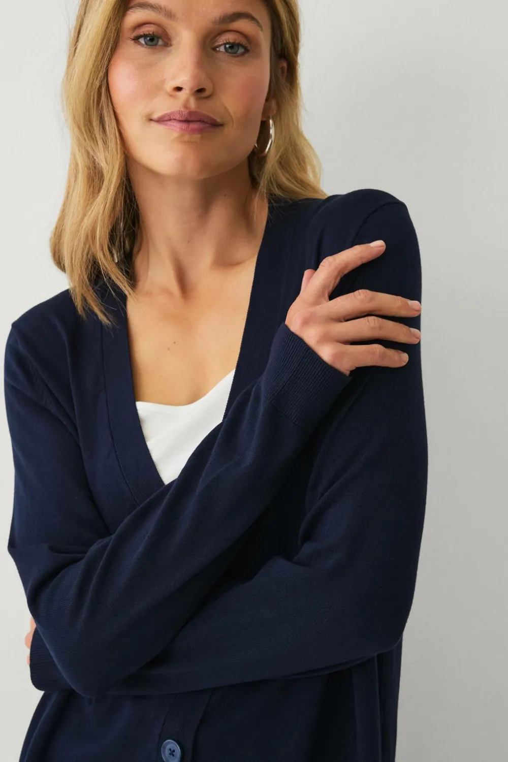 Ellos Collection Strikket cardigan med lommer Marineblå Hot