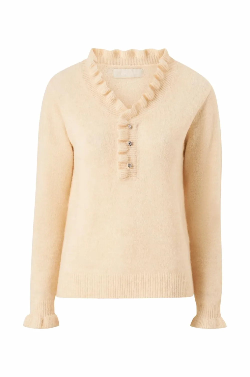 Ellos Collection Strikket trøje med flæsedetaljer Lys beige Best