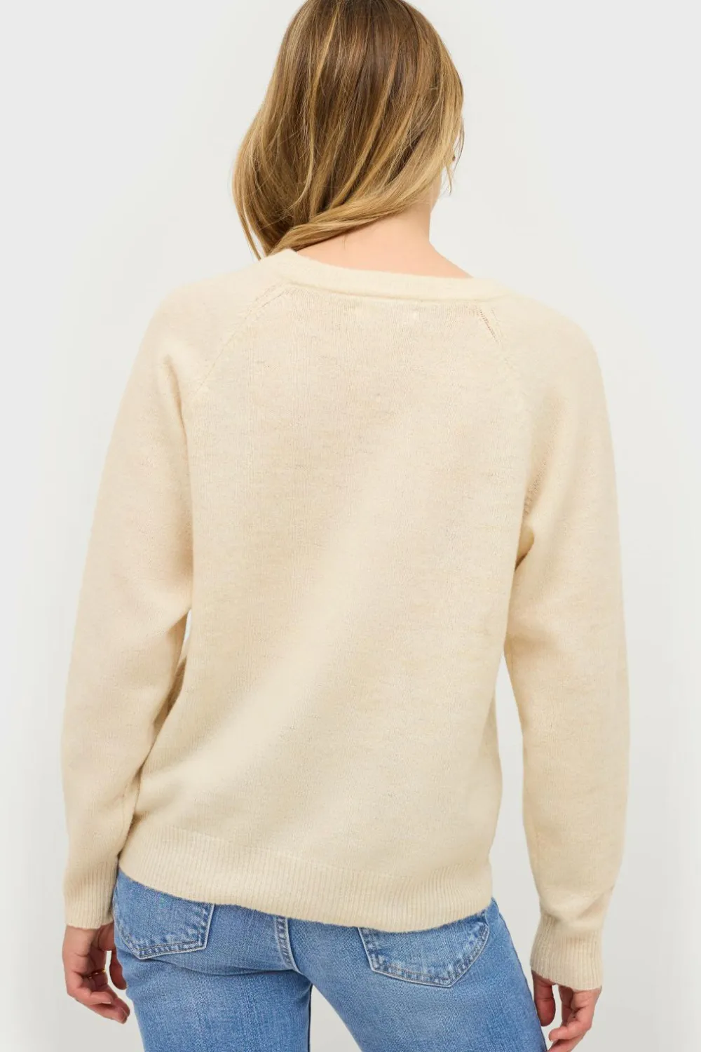 Ellos Basistøj|Trøjer & Cardigans>Collection Strikket trøje med rund hals Cremehvid