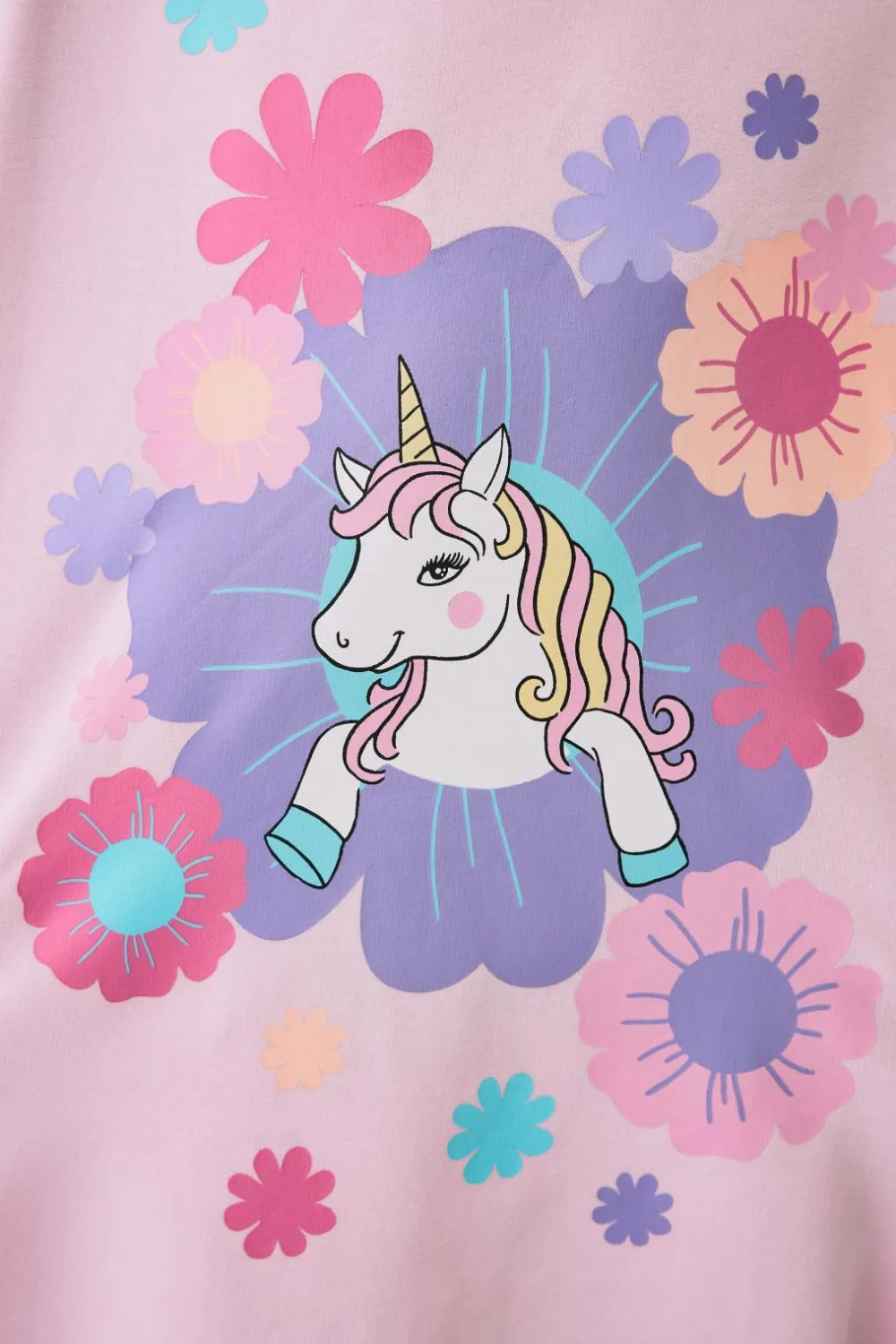 Ellos Kjoler>Collection Sweatshirtkjole med tryk rosa enhjørning