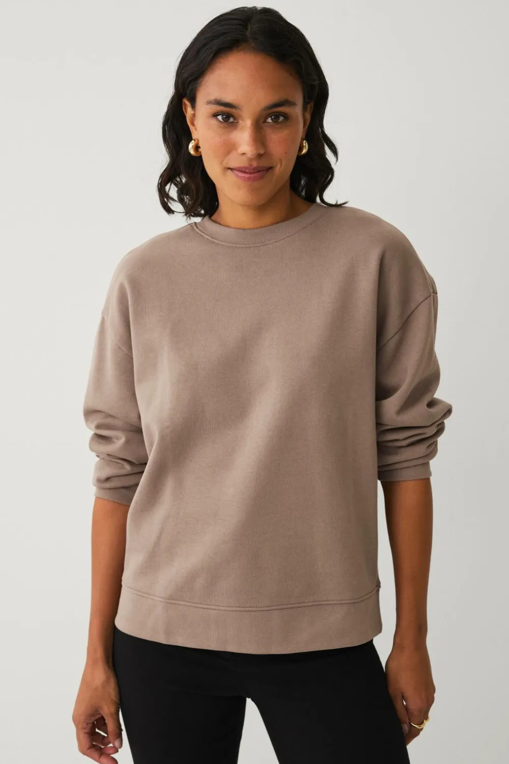 Ellos Sweatshirts & Hoodies>Collection Sweatshirt med børstet inderside beige