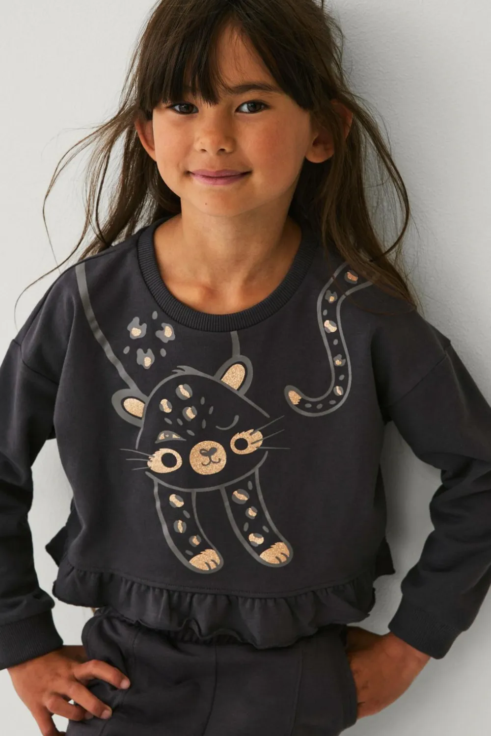 Ellos Collection Sweatshirt med volant mørkegrå Sale