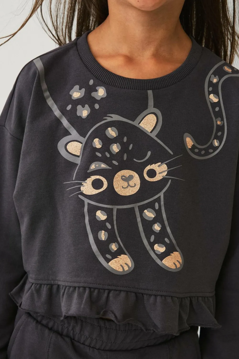 Ellos Collection Sweatshirt med volant mørkegrå Sale
