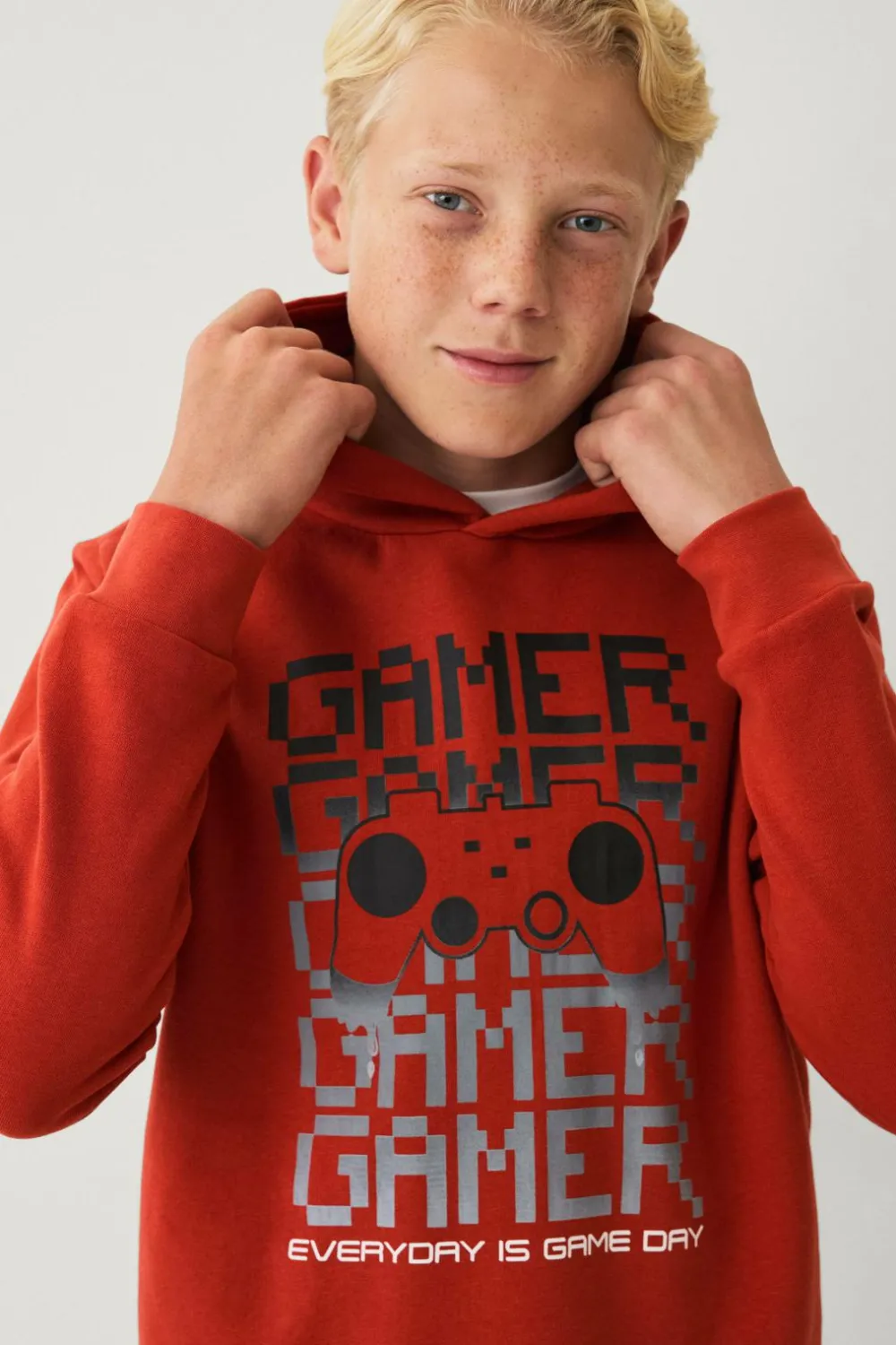 Ellos Sweatshirts & Hoodies>Collection Sweatshirt med hætte og print rustød