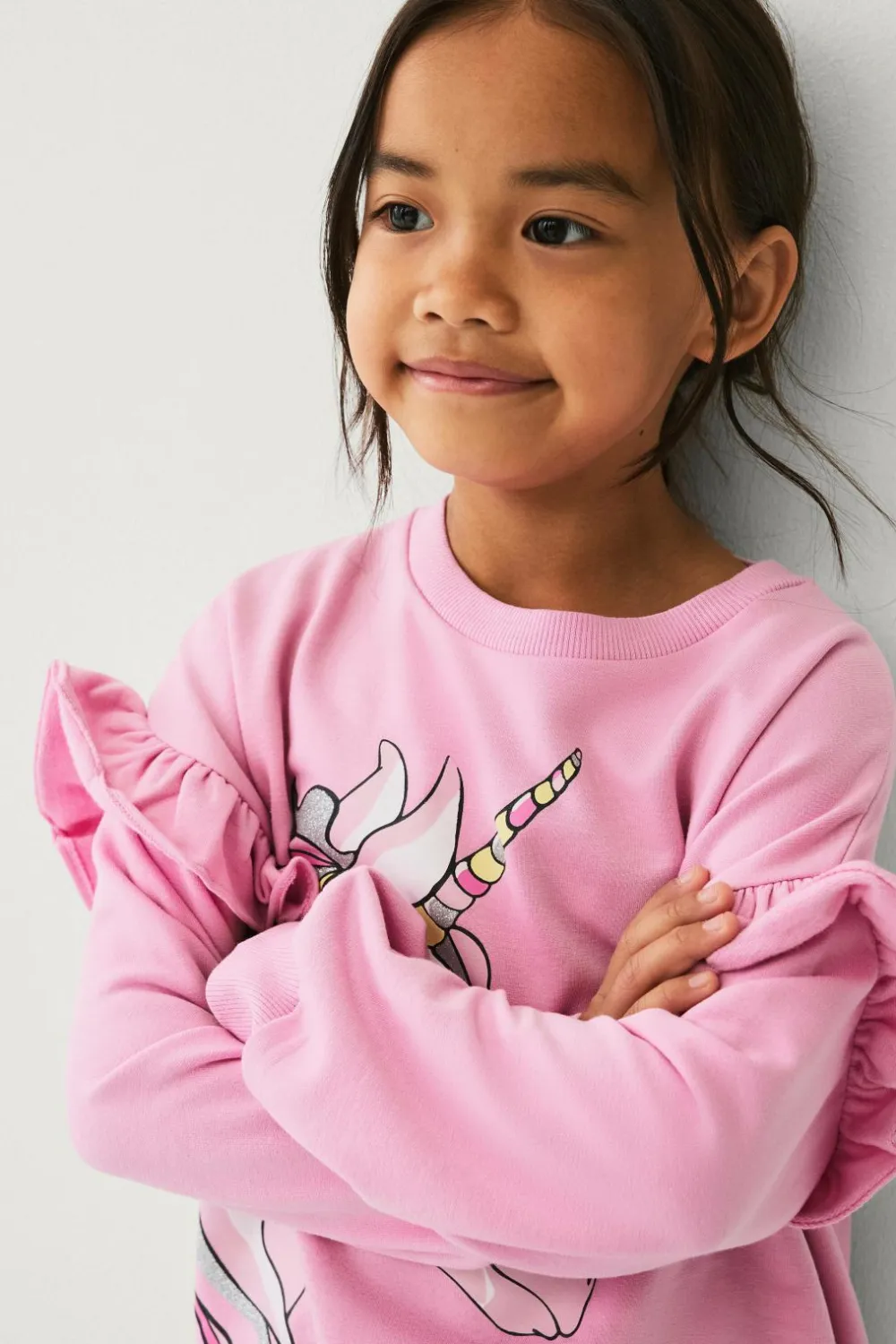 Ellos Sweatshirts & Hoodies>Collection Sweatshirt med flæser roze