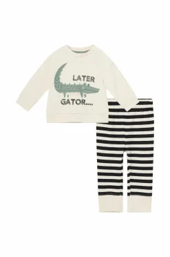 Ellos Trøjer|Bukser, Jeans & Leggings>Collection Sweatshirt + leggings Hugo Beige + stribet