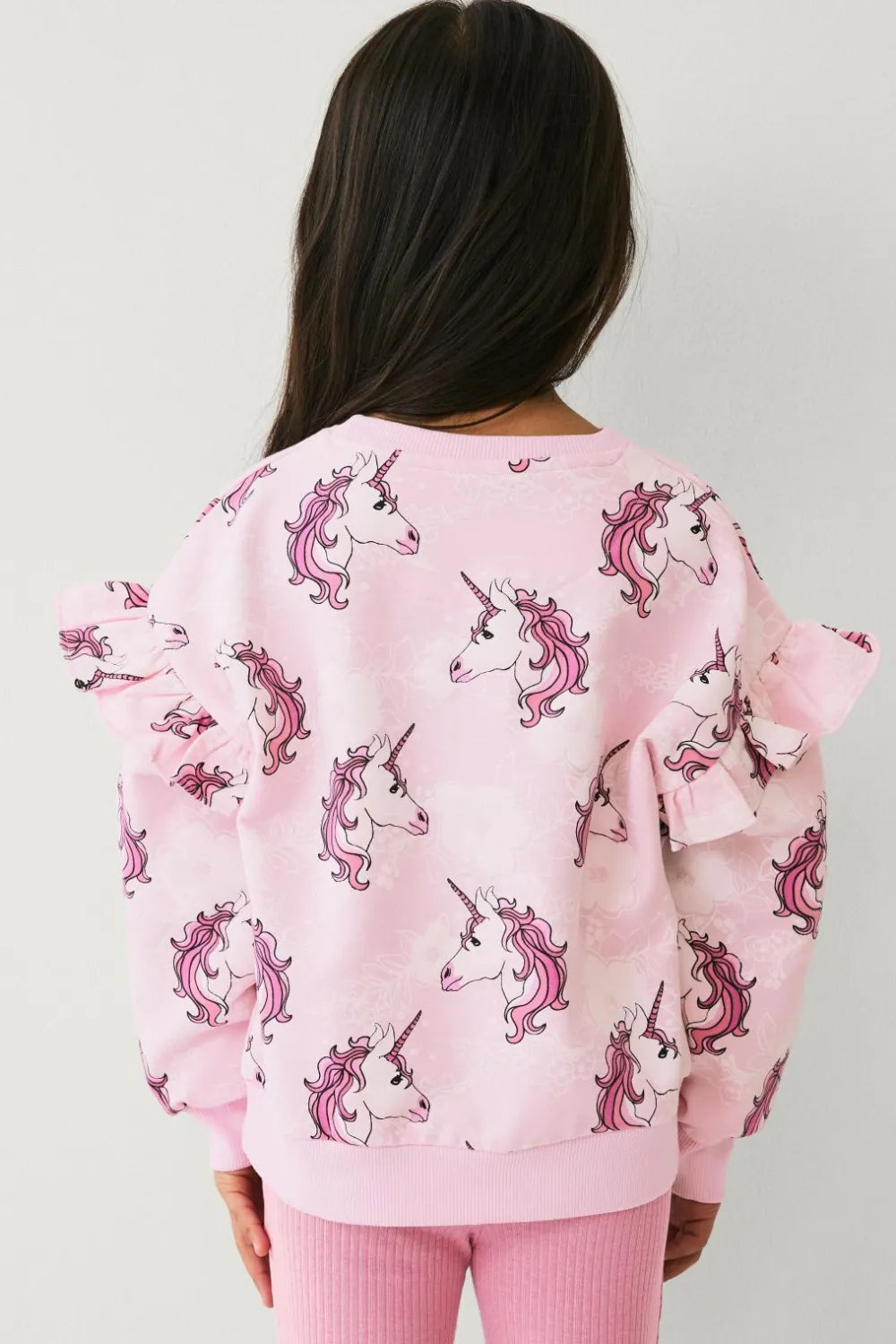 Ellos Sweatshirts & Hoodies>Collection Sweatshirt med flæser Rosa mønstret