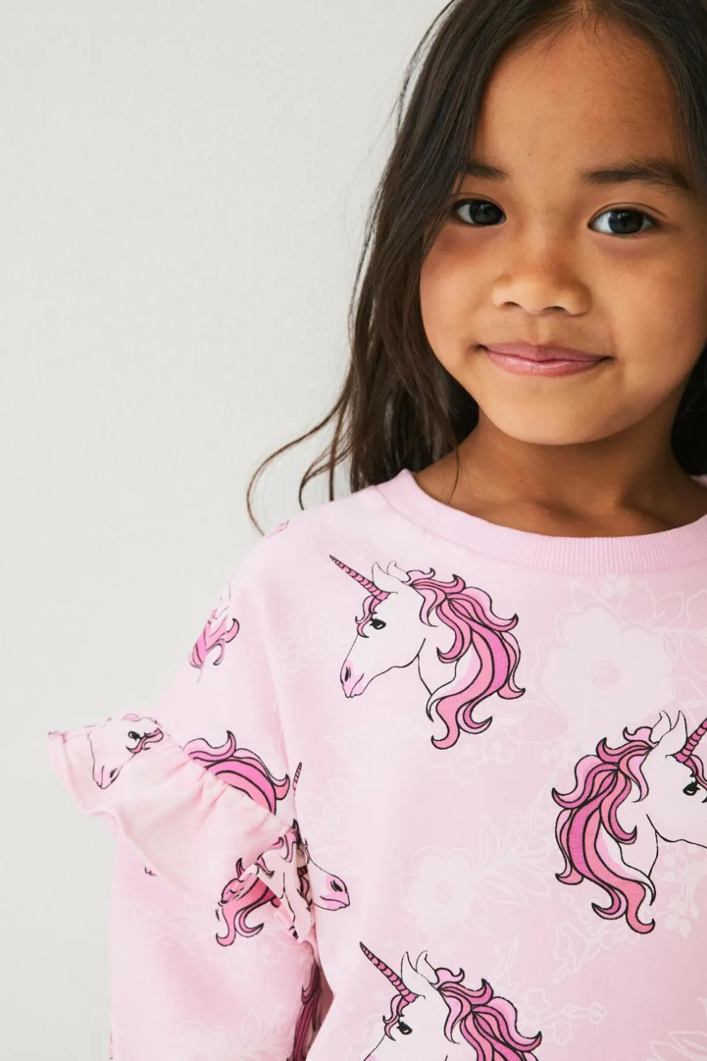 Ellos Sweatshirts & Hoodies>Collection Sweatshirt med flæser Rosa mønstret