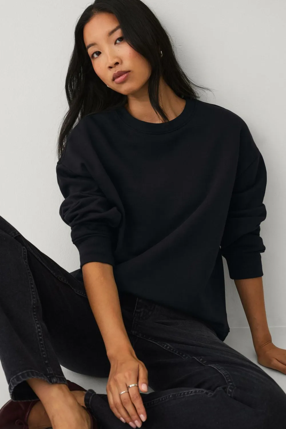 Ellos Sweatshirts & Hoodies>Collection Sweatshirt med børstet inderside sort