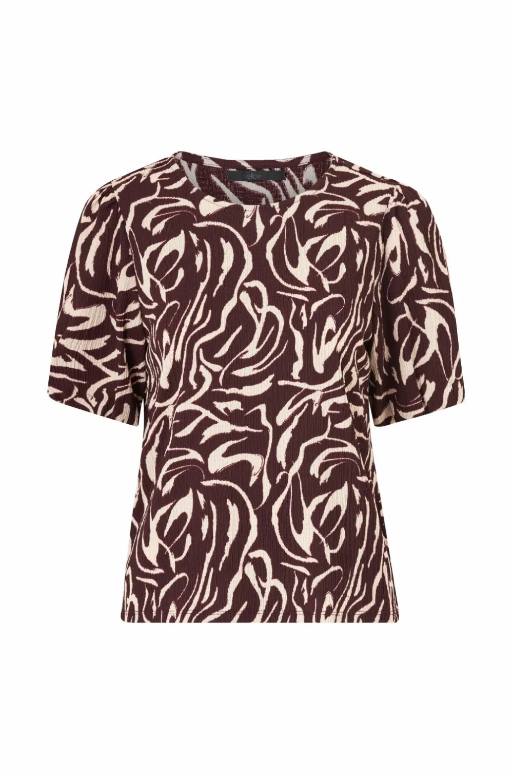 Ellos Collection Top med pufærmer Bordeaux cremefarvet mønstret Discount