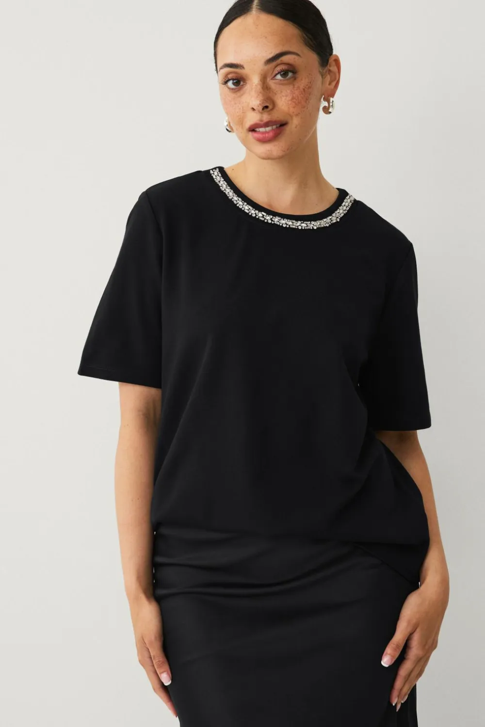 Ellos Toppe & Tank-Toppe>Collection Top med rhinsten sort