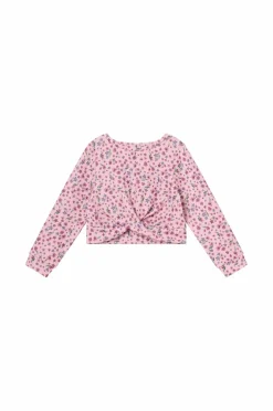 Ellos Collection Top med knudedetalje rosa blomsteragtig Outlet