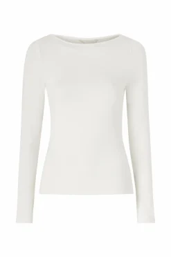 Ellos Collection Top med Bådhals Hvid Discount