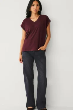 Ellos Collection Top med v-hals Bourgogne Hot
