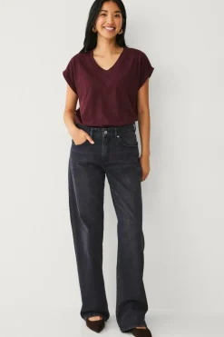Ellos Collection Top med v-hals Bourgogne Hot