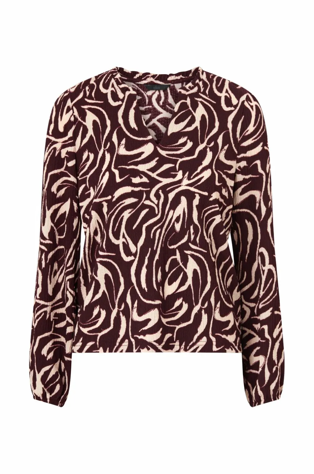 Ellos Toppe & Tank-Toppe>Collection Top med struktur Bordeaux cremefarvet mønstret