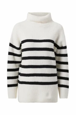 Ellos Collection Trøje Anna Beige sort stribet Outlet