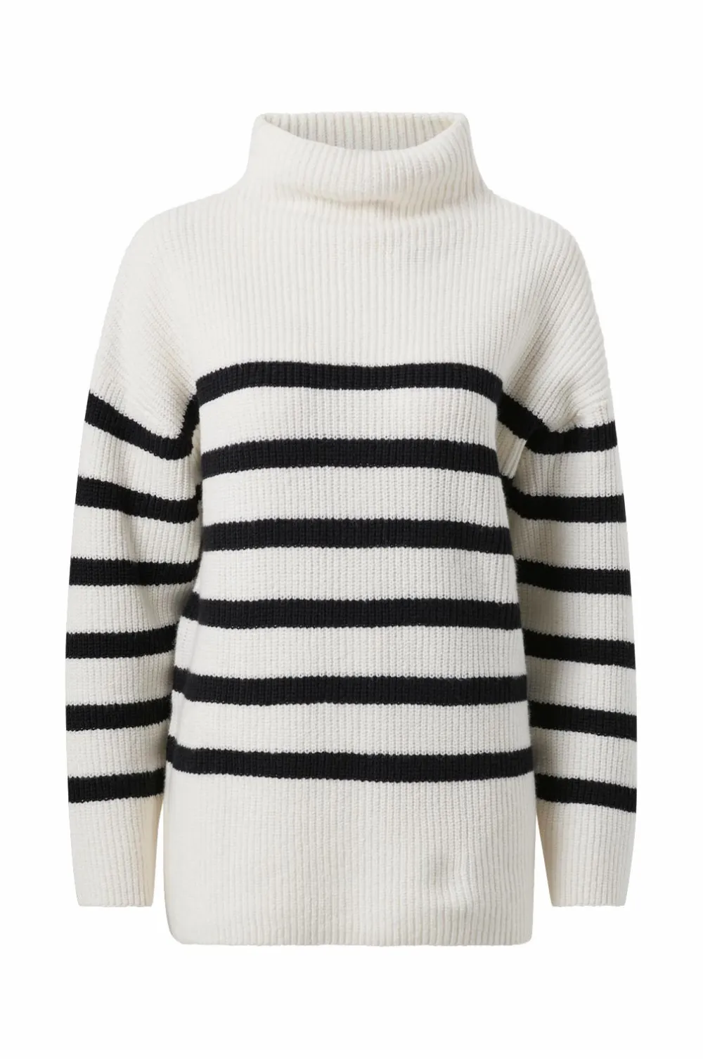 Ellos Collection Trøje Anna Beige sort stribet Outlet