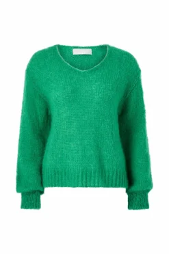 Ellos Collection Trøje Babette Premium i mohairblanding Grøn mat sort Discount