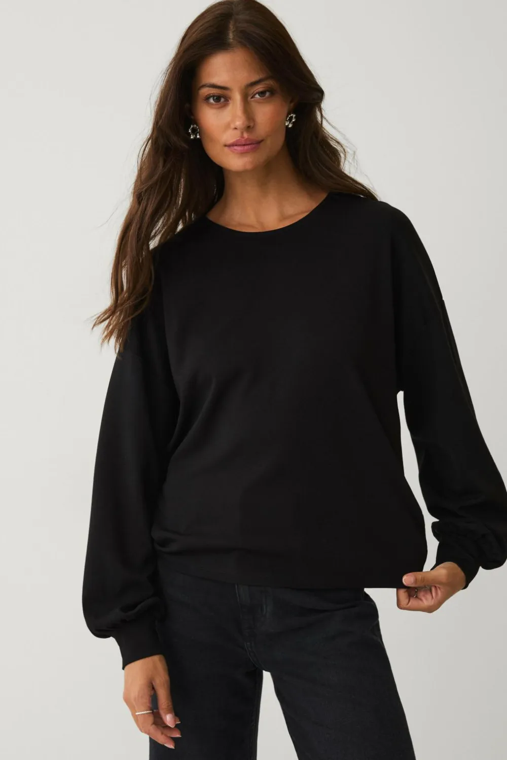 Ellos Trøjer & Cardigans>Collection Trøje med pufærmer sort