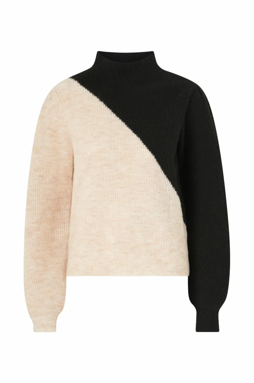 Ellos Trøjer & Cardigans>Collection Trøje med lange pufærmer Sort/beige