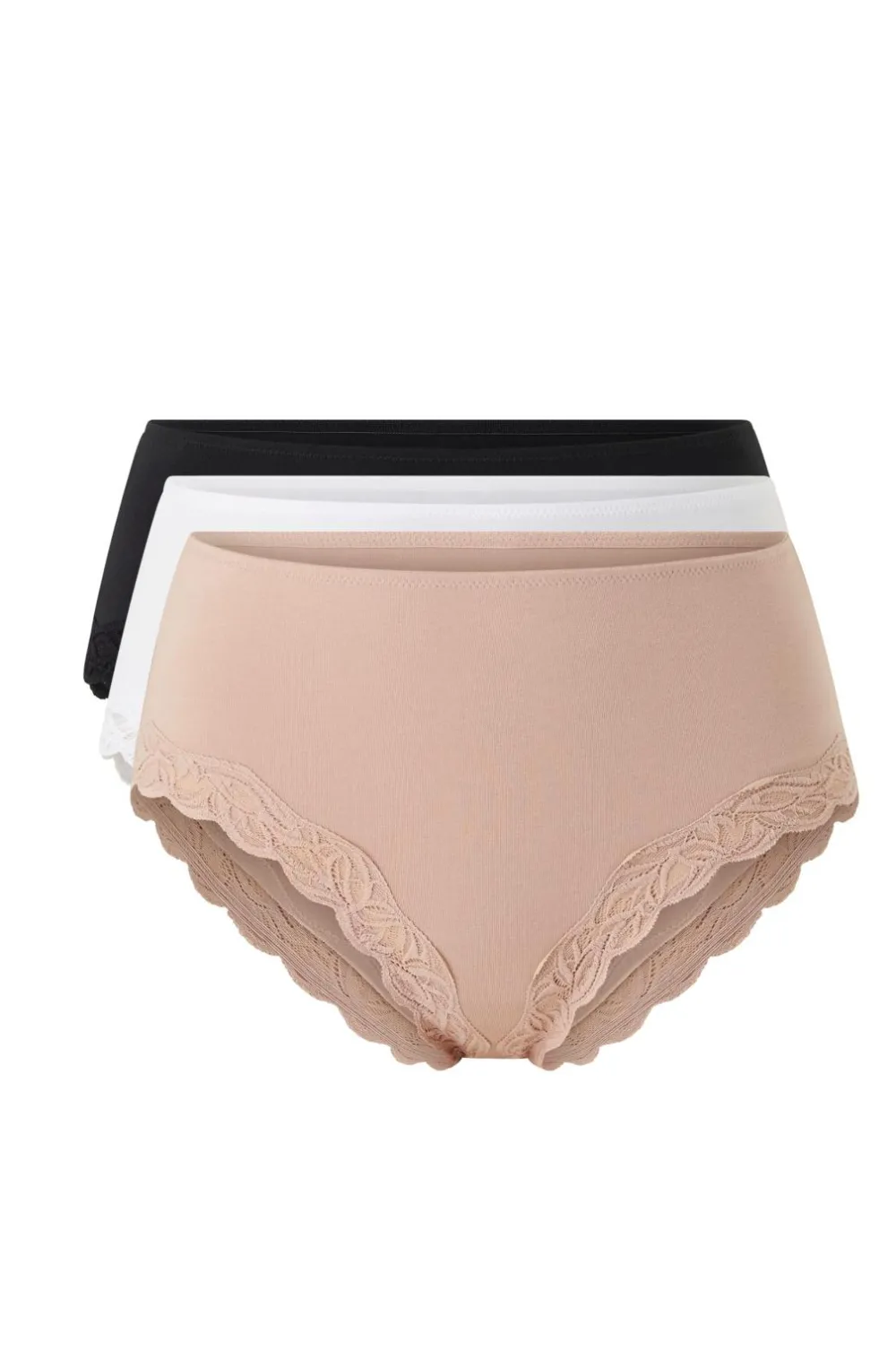Ellos Collection Trusser med brasiliansk snit 3-pak Sort + beige + vit