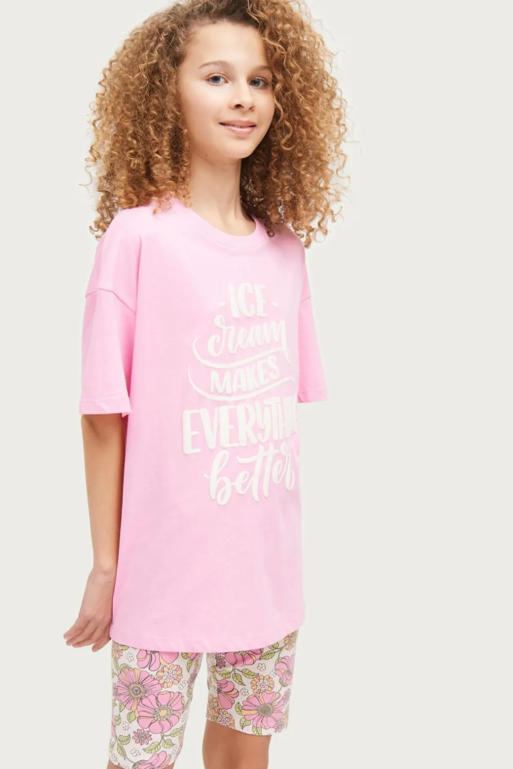 Ellos Sæt Til Børn>Collection T-shirt + leggings Judith Klar rosa+blomstret