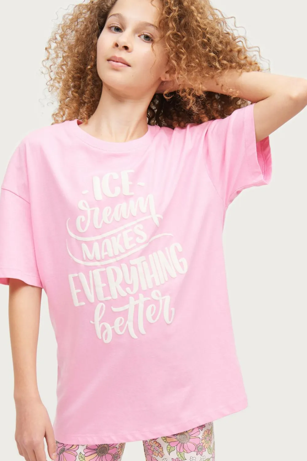 Ellos Sæt Til Børn>Collection T-shirt + leggings Judith Klar rosa+blomstret
