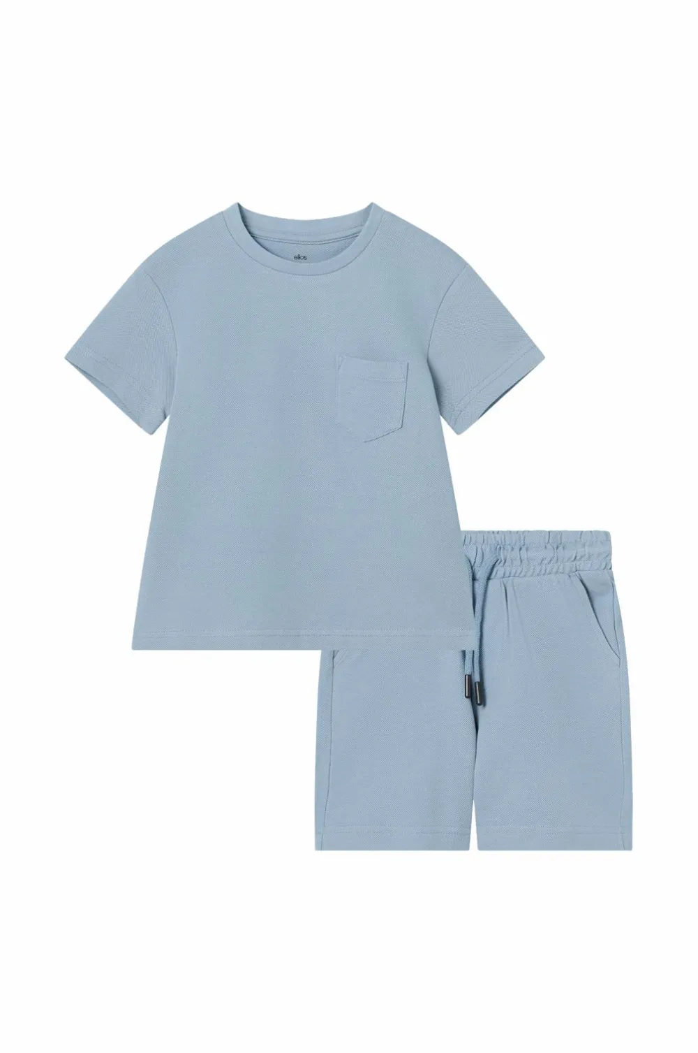 Ellos Sæt Til Børn>Collection T-shirt + shorts i pique-materiale Lys denimblå
